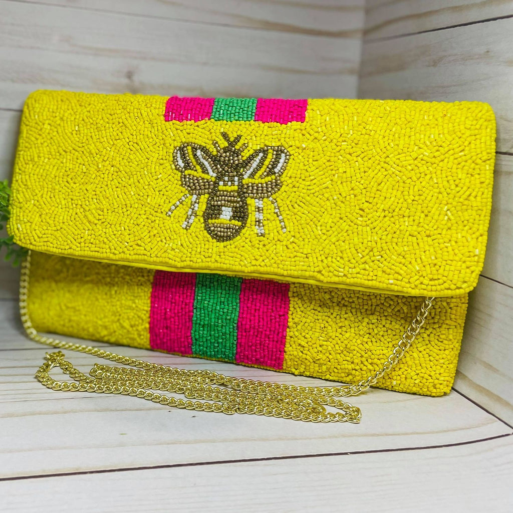 Fashion Bee Beaded Clutch Bag