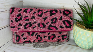 Pink Print Clutch Bag