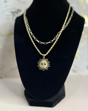 Fashion Sun Evil Eye Multy Necklace